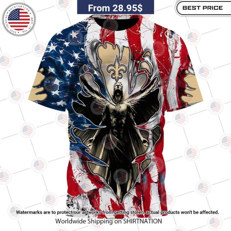 HOT New Orleans Saints US Flag Angel Shirt Cutting dash