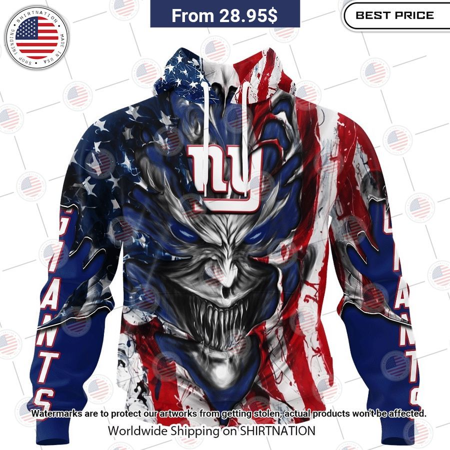 HOT New York Giants Demon Face US Flag Shirt