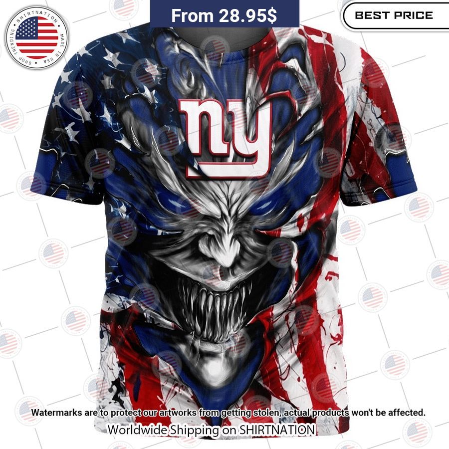 HOT New York Giants Demon Face US Flag Shirt Nice Pic