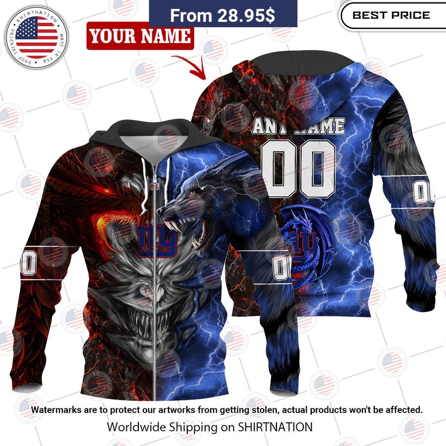 HOT New York Giants Demon Face Wolf Dragon Shirt Looking so nice