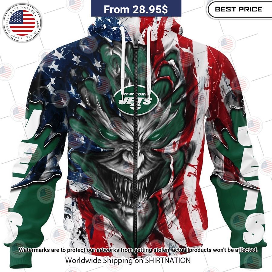 HOT New York Jets Demon Face US Flag Shirt Wow, cute pie