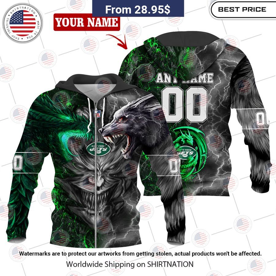 HOT New York Jets Demon Face Wolf Dragon Shirt I like your hairstyle
