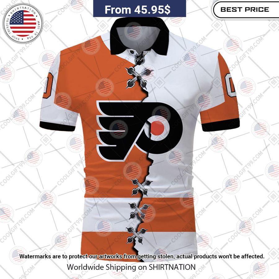 HOT Philadelphia Flyers Mix Home Away Jersey Polo Shirt Stand easy bro