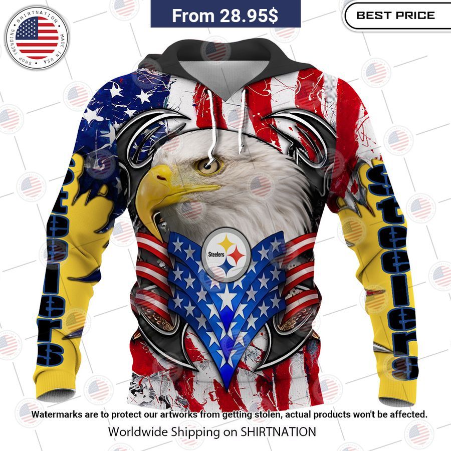 HOT Pittsburgh Steelers US Flag Eagle Shirt Natural and awesome