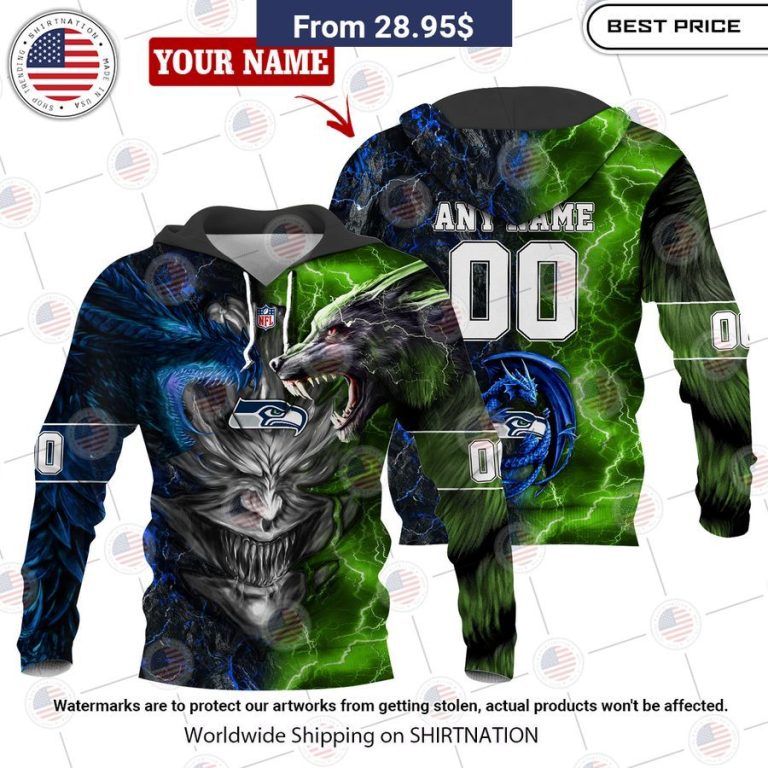 HOT Seattle Seahawks Demon Face Wolf Dragon Shirt Good click