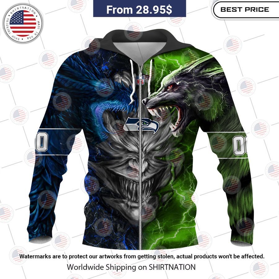 HOT Seattle Seahawks Demon Face Wolf Dragon Shirt You look so healthy and fit