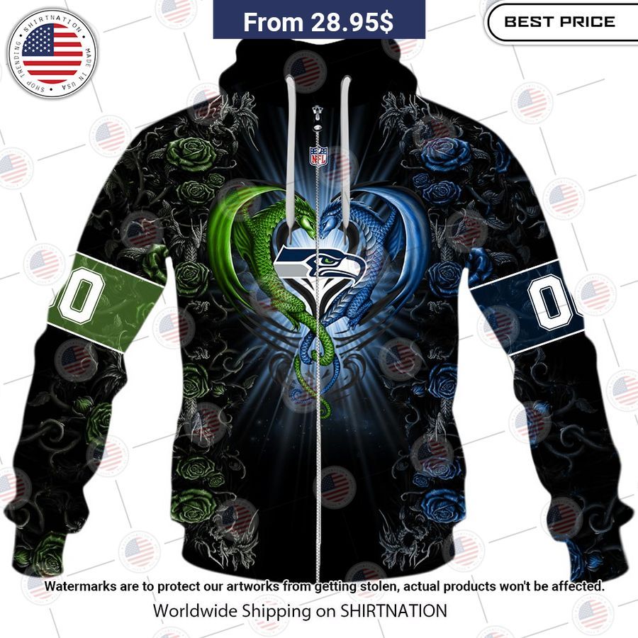 HOT Seattle Seahawks Dragon Rose Shirt Your beauty is irresistible.