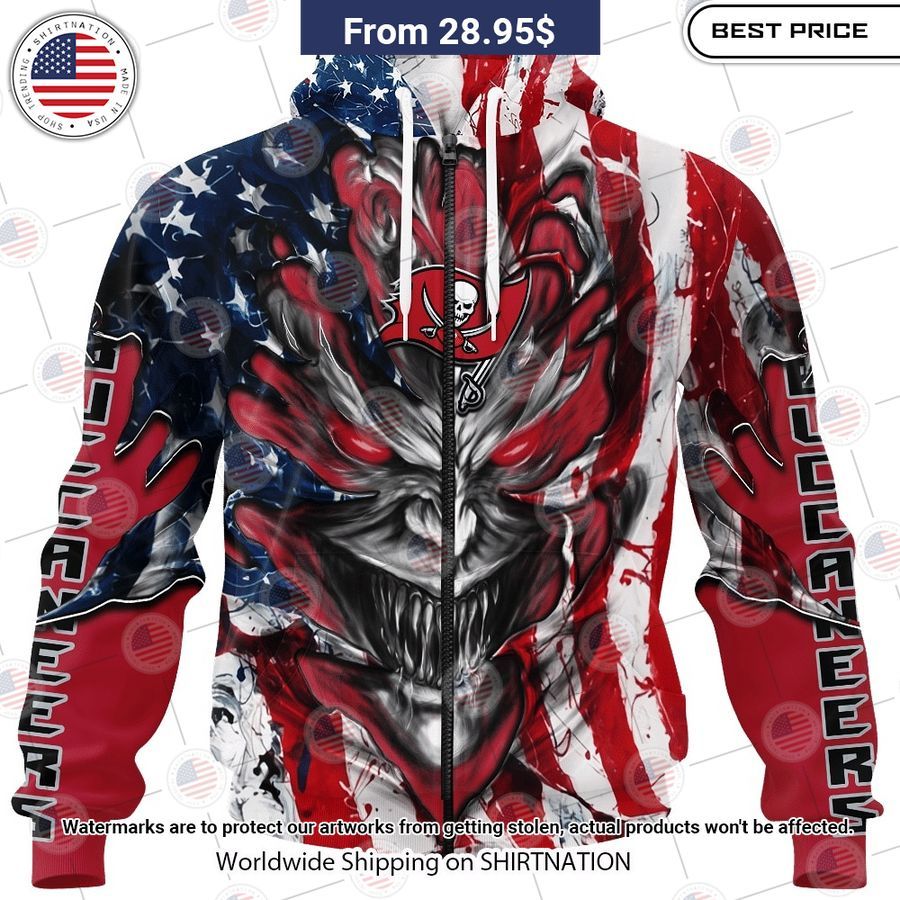 HOT Tampa Bay Buccaneers Demon Face US Flag Shirt Amazing Pic