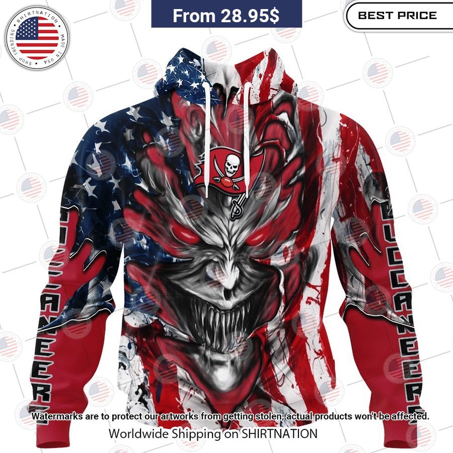 HOT Tampa Bay Buccaneers Demon Face US Flag Shirt My friends!