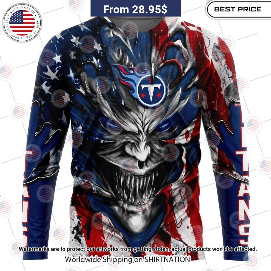 HOT Tennessee Titans Demon Face US Flag Shirt Beauty queen