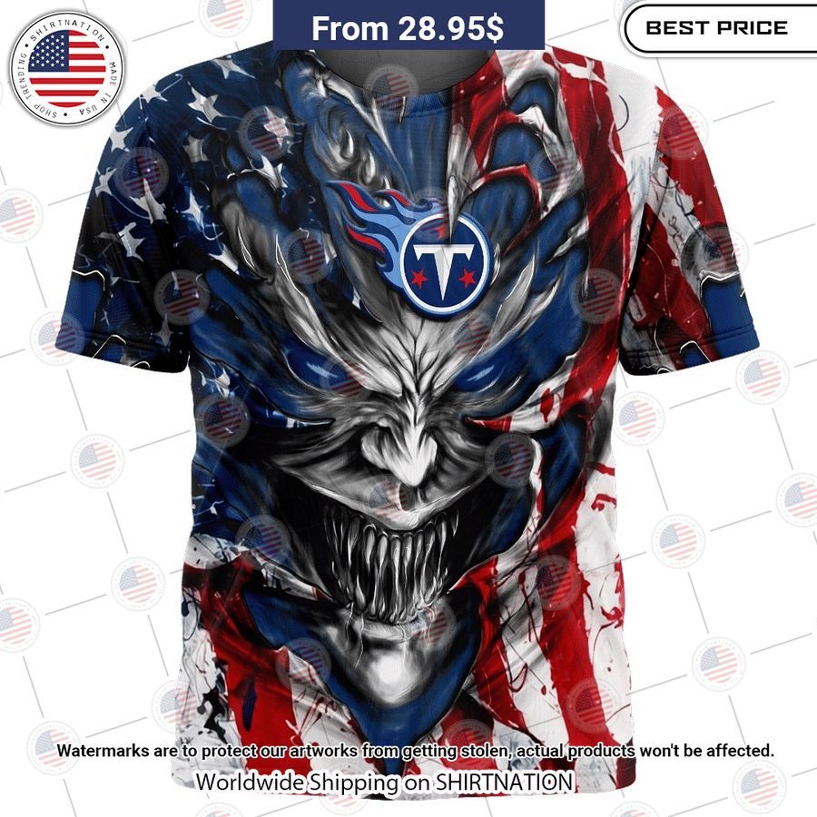 HOT Tennessee Titans Demon Face US Flag Shirt You look too weak