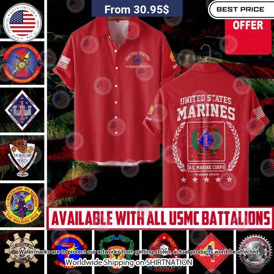 HOT United States Marines US Marine Corps Hawaiian Shirt Cool DP