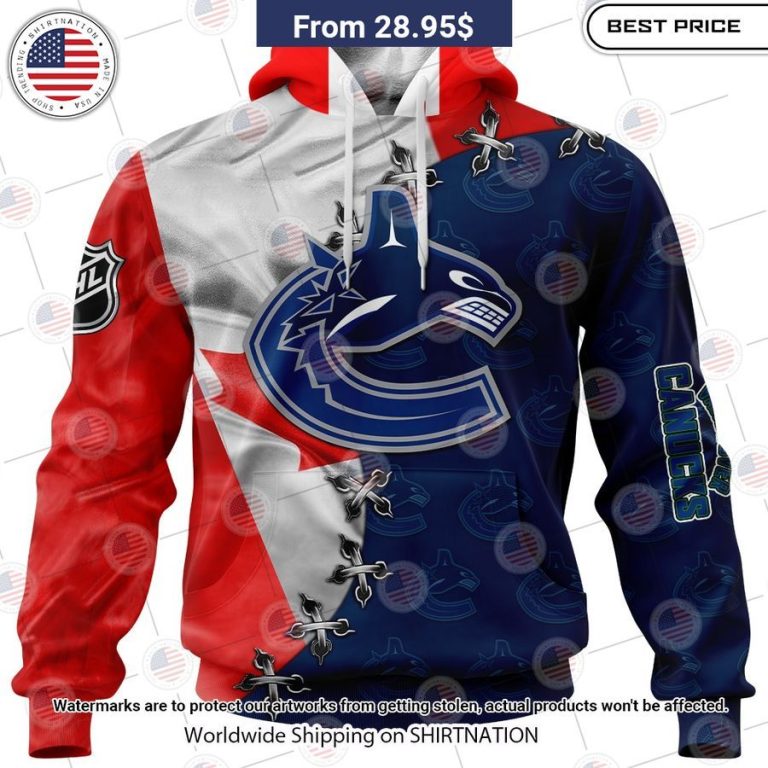 HOT Vancouver Canucks Mix Canada Flag Hoodie Cutting dash