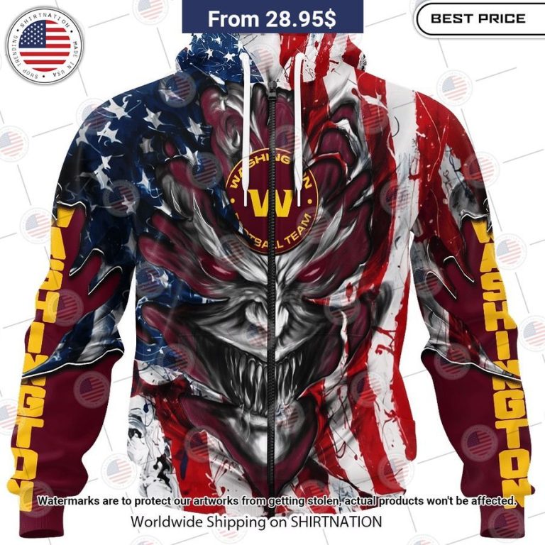 HOT Washington Commanders Demon Face US Flag Shirt Long time