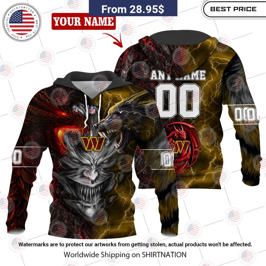 HOT Washington Redskins Demon Face Wolf Dragon Shirt Natural and awesome