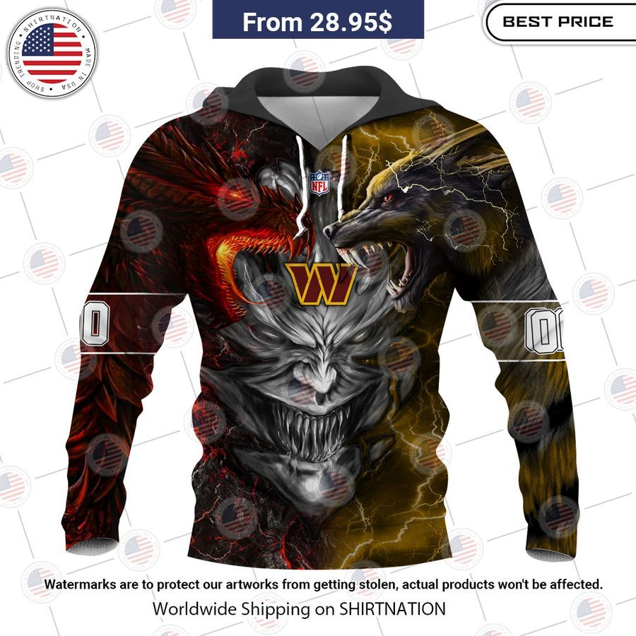HOT Washington Redskins Demon Face Wolf Dragon Shirt Sizzling