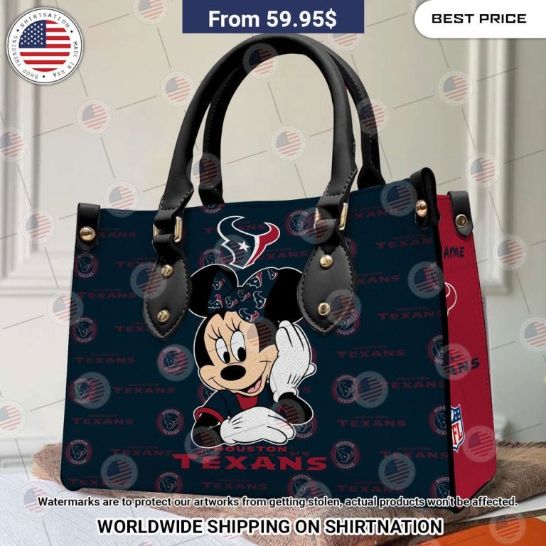 Houston Texans Minnie Mouse Leather Handbag You look beautiful forever