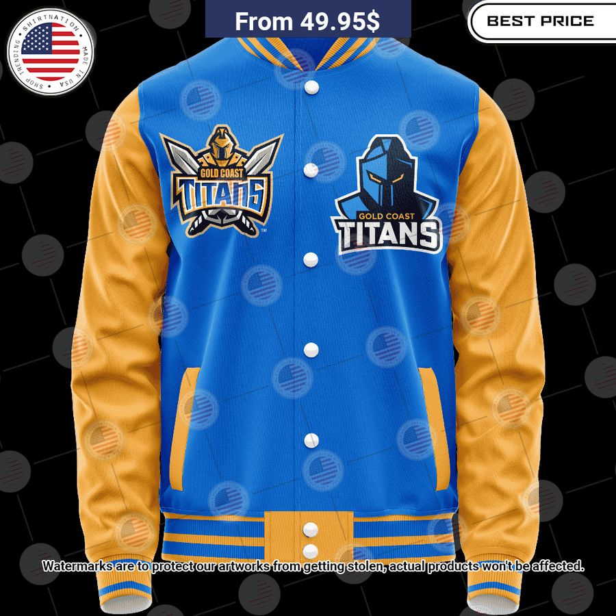 Gold Coast Titans Retro Logo Revolution Custom Baseball Jacket Wow, cute pie