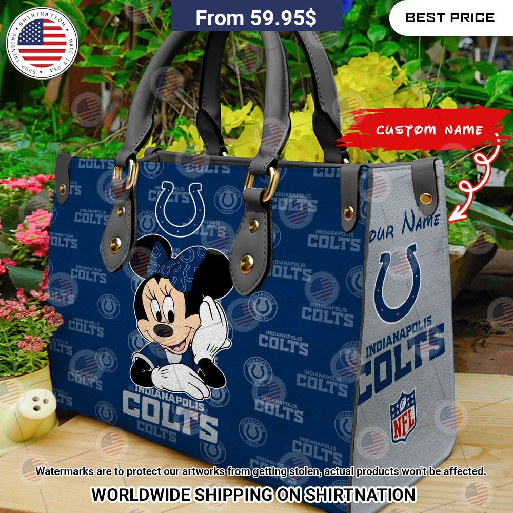 BEST Indianapolis Colts Minnie Mouse Leather Shoulder Handbag