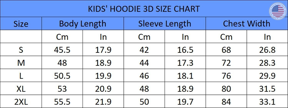Kid Hoodie Size Chart Shirtnation