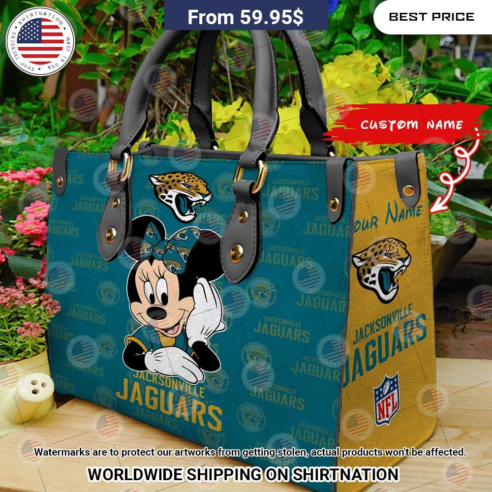 BEST Jacksonville Jaguars Minnie Mouse Leather Shoulder Handbag