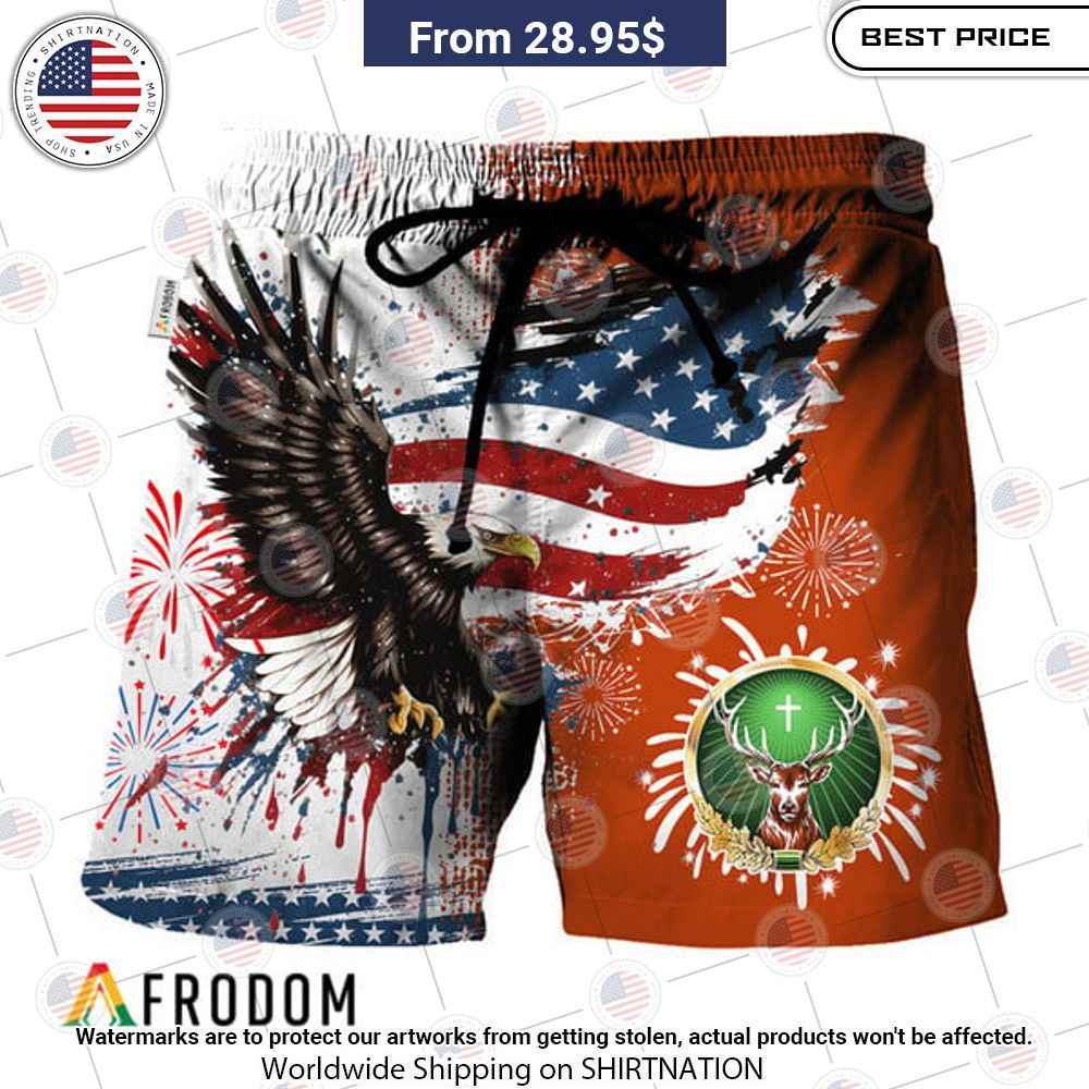 Jagermeister Fourth Of July Eagle Hawaiian Short You look lazy