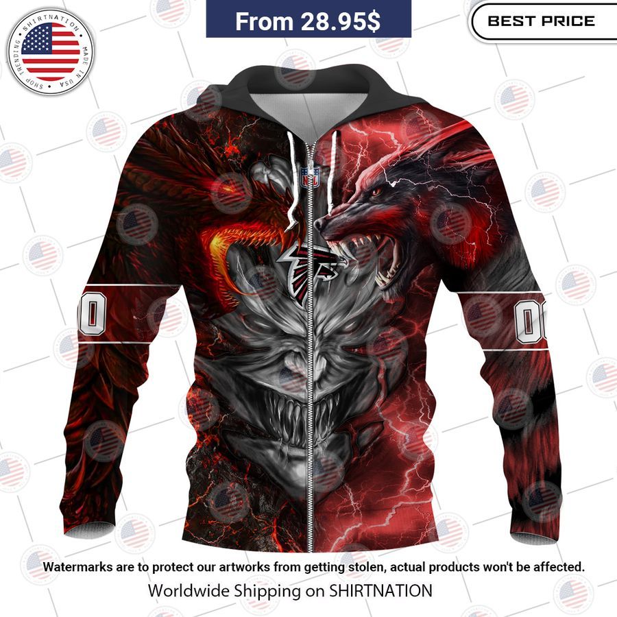 HOT Atlanta Falcons Demon Face Wolf Dragon Shirt