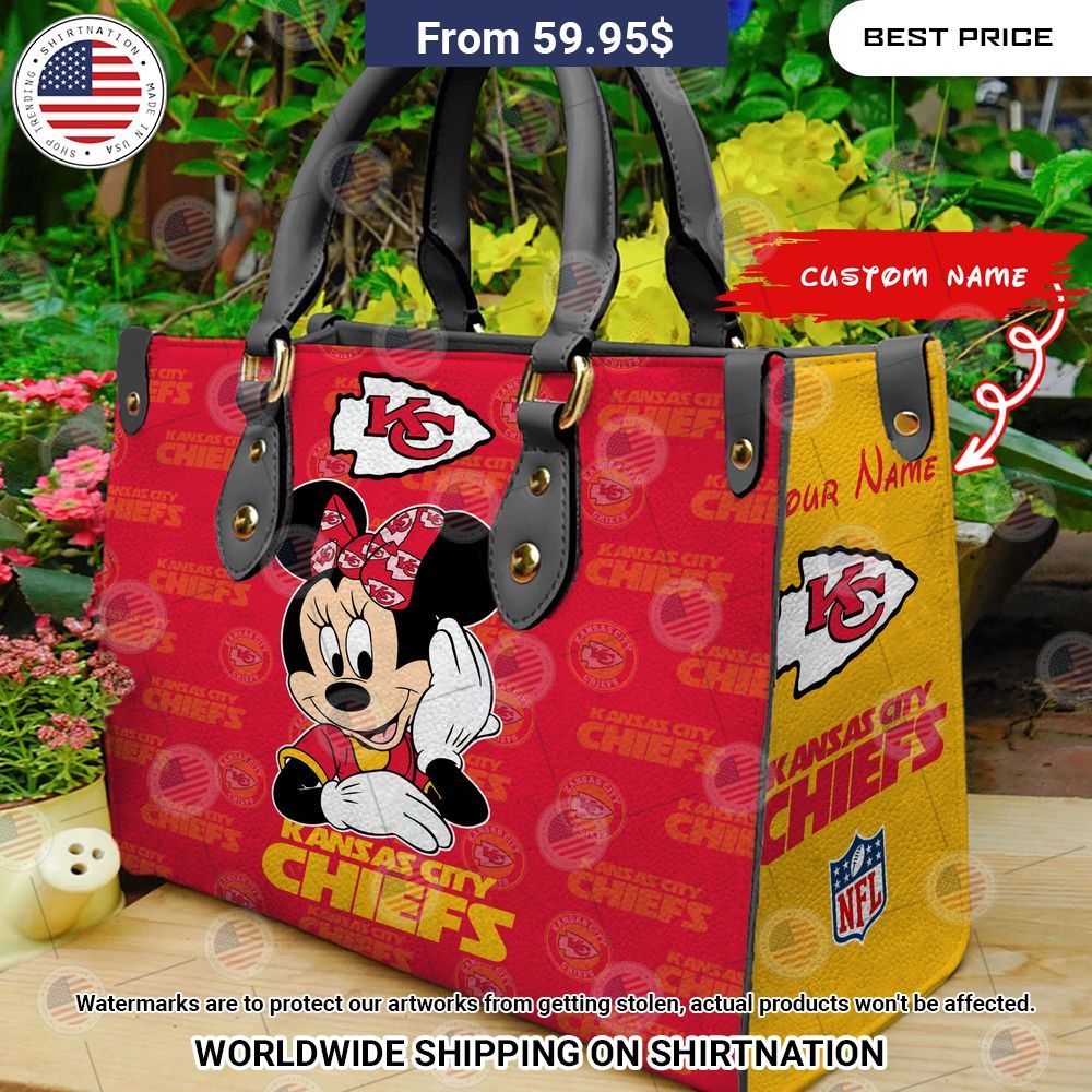BEST Kansas City Chiefs Minnie Mouse Leather Shoulder Handbag