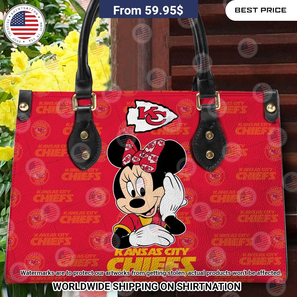 Kansas City Chiefs Minnie Mouse Leather Handbag Natural and awesome