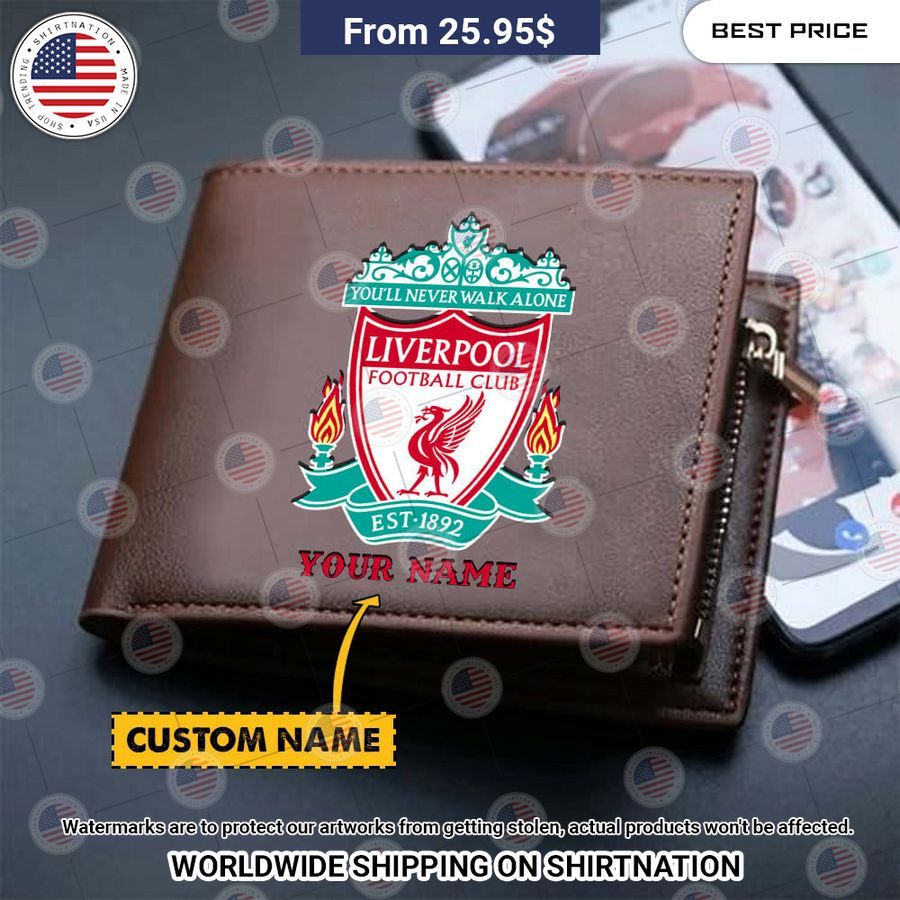Liverpool you'll never walk alone Custom Leather Wallet Cuteness overloaded