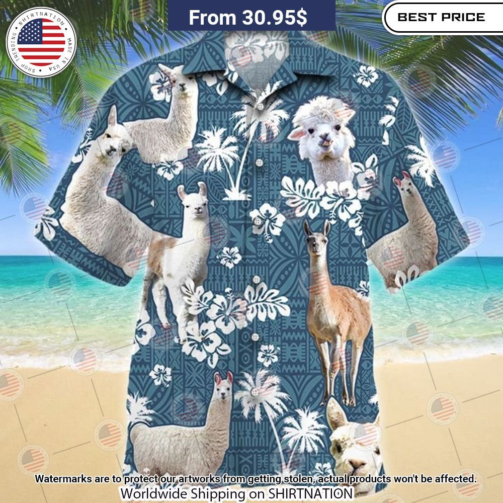 Llama Blue Tribal Hawaiian Shirt Nice elegant click