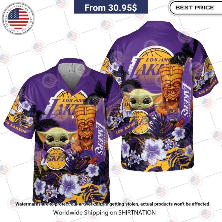 Los Angeles Lakers Baby Yoda Hawaiian Shirt Beautiful Mom, beautiful daughter