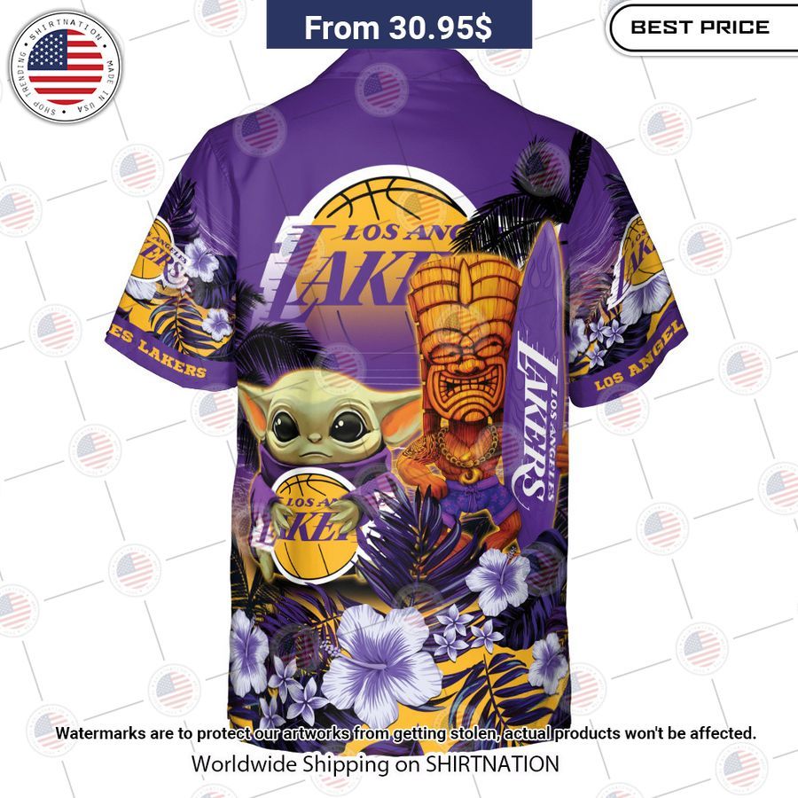 Los Angeles Lakers Baby Yoda Hawaiian Shirt Elegant and sober Pic