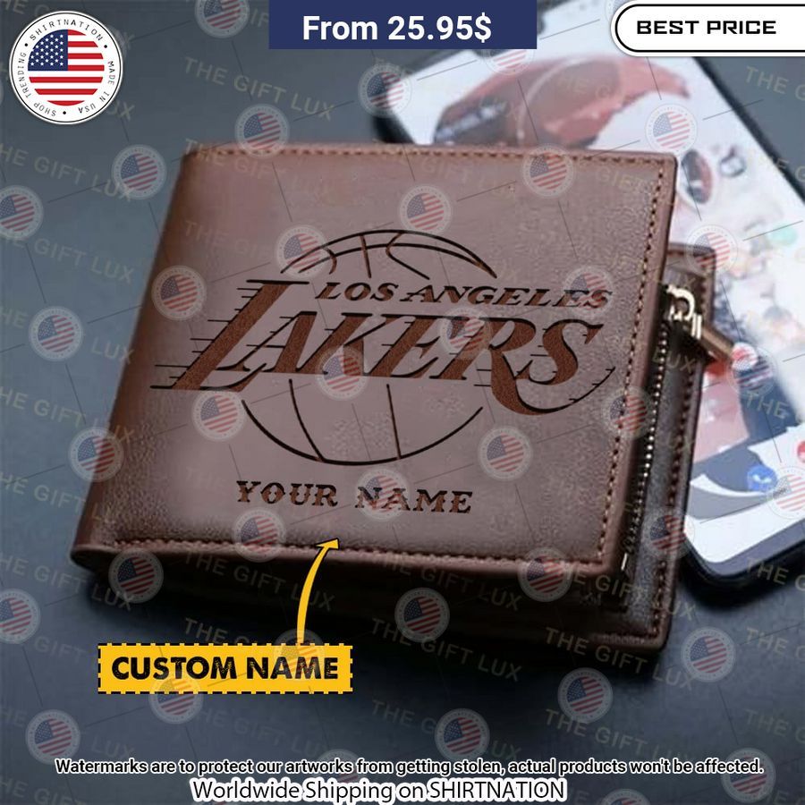 Los Angeles Lakers Simple Custom Leather Wallet Impressive picture.