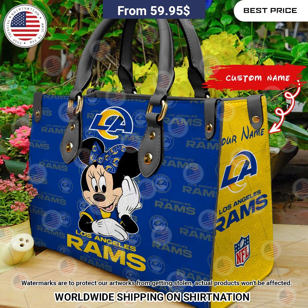 BEST Los Angeles Rams Minnie Mouse Leather Shoulder Handbag