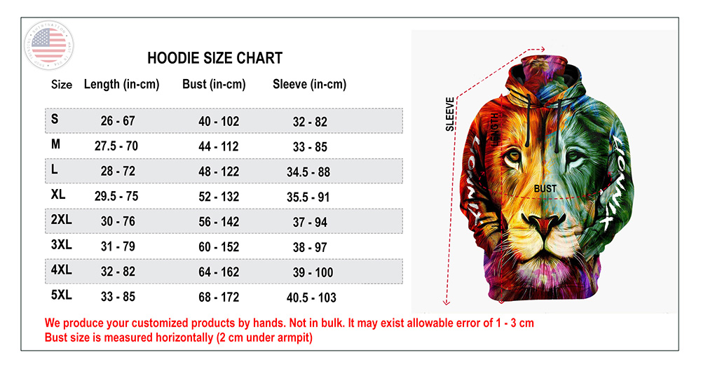 Hoodie Mask Size Chart