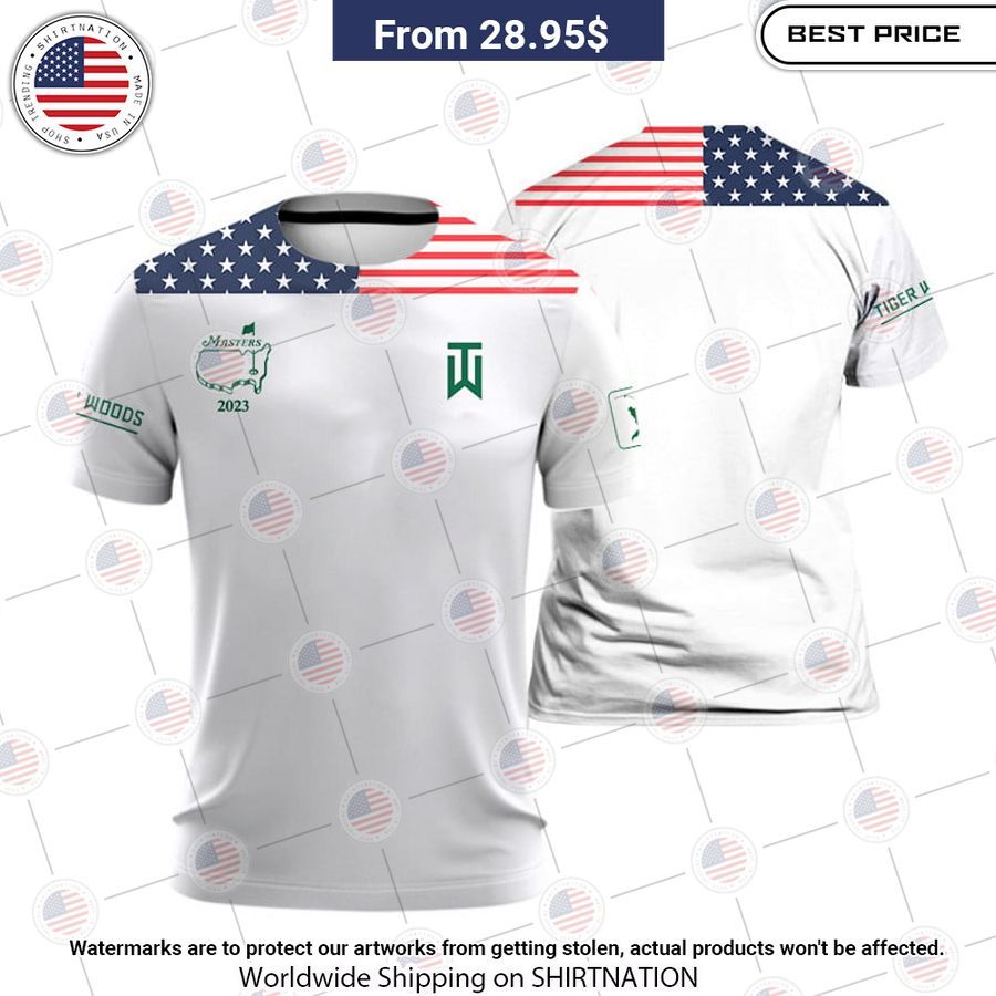 Masters Tournament Flag Of The US Tiger Woods Polo Nice shot bro
