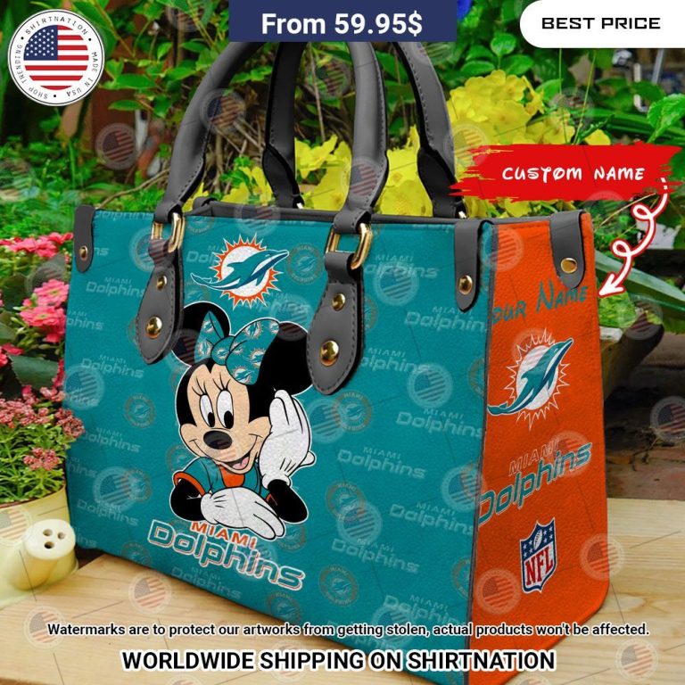 Miami Dolphins Minnie Mouse Leather Handbag Mesmerising