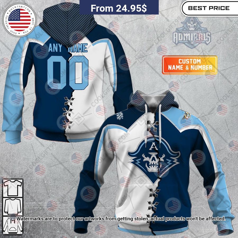 Milwaukee Admirals Mix Jersey Custom Hoodie Natural and awesome