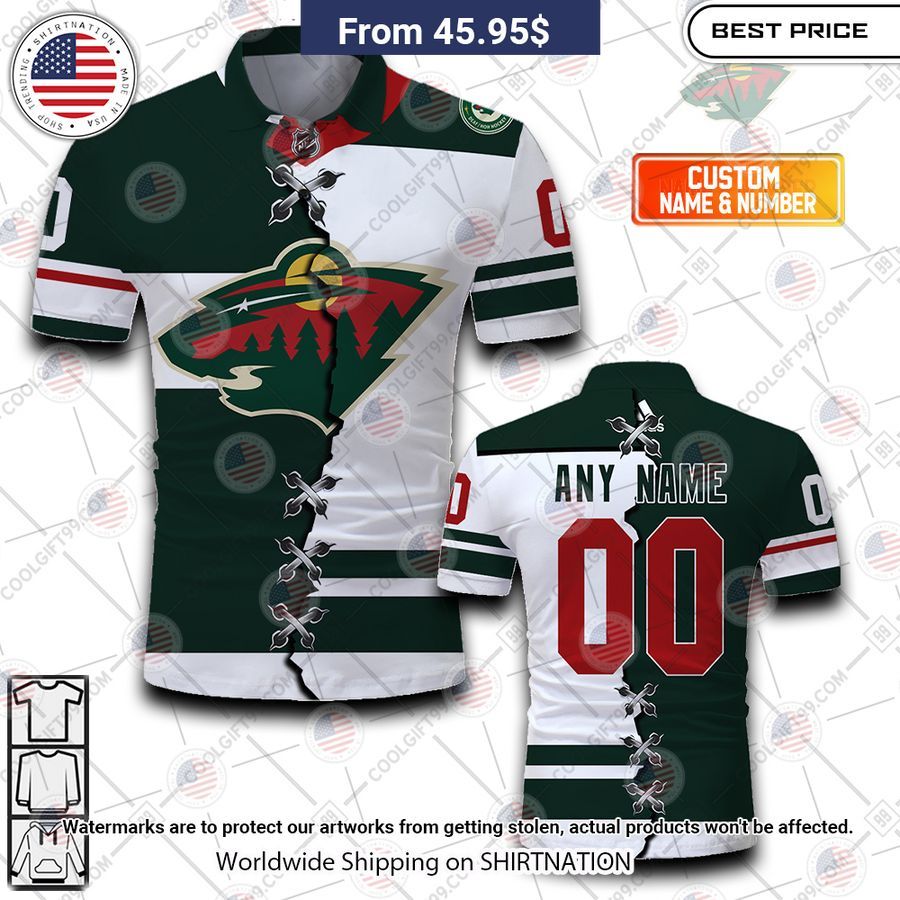 Minnesota Wild Mix Jersey Style Custom Polo Which place is this bro?