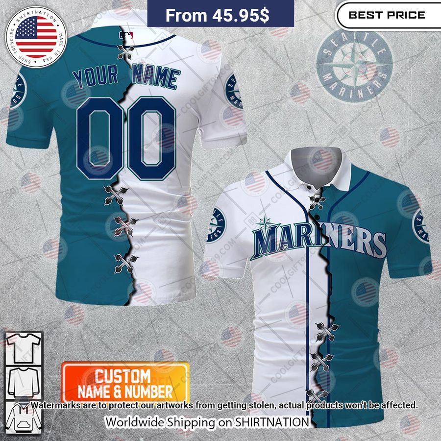 MLB Seattle Mariners Mix jersey Style Custom Polo Sizzling