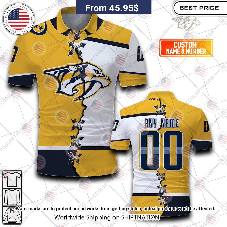 Nashville Predators Mix Jersey Style Custom Polo I am in love with your dress