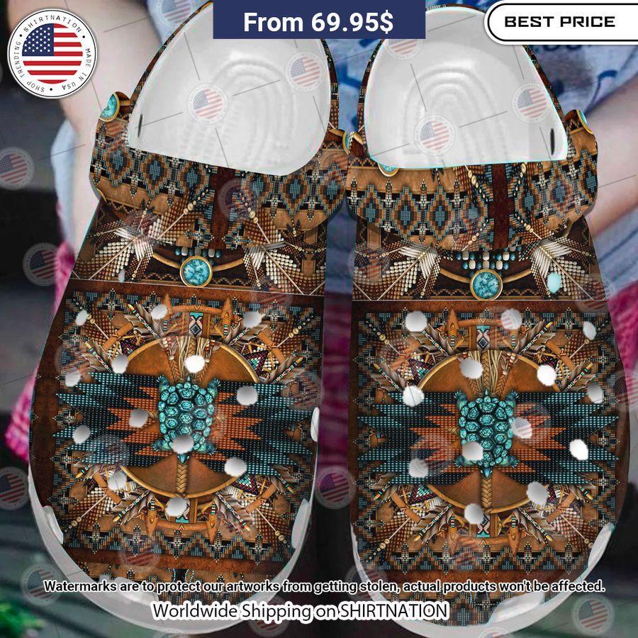 Native American Brown Crocs Clog Shoes