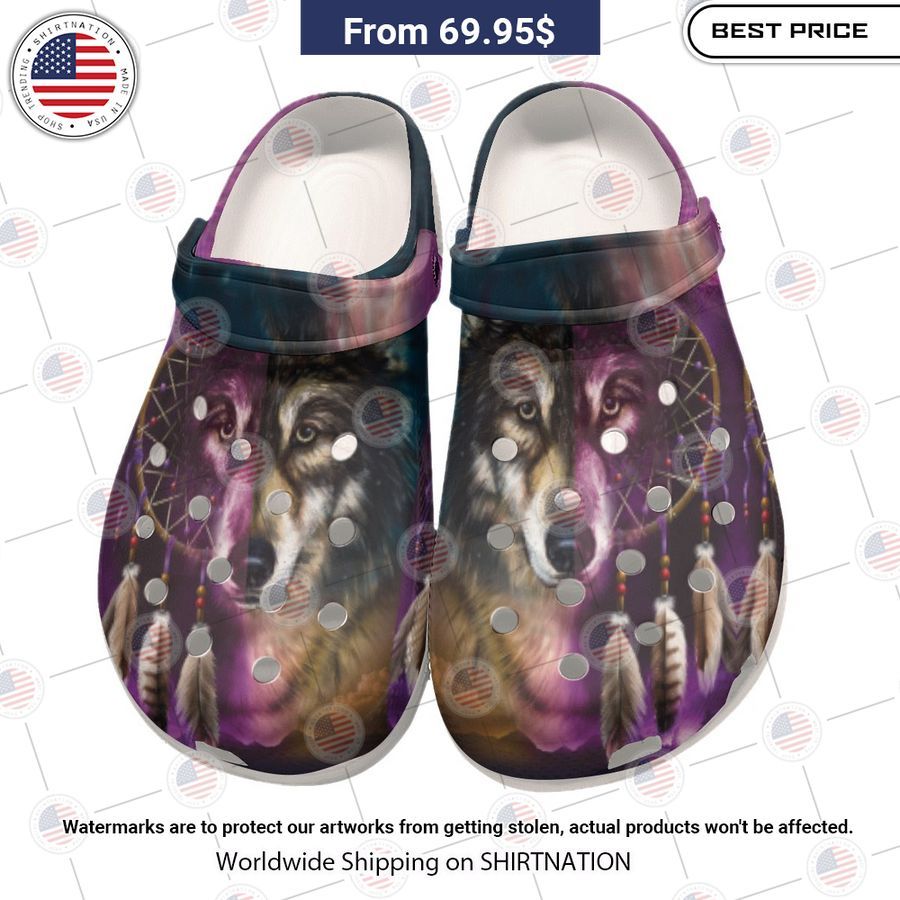Native Wolf Crocs Clog Shoes Impressive picture.