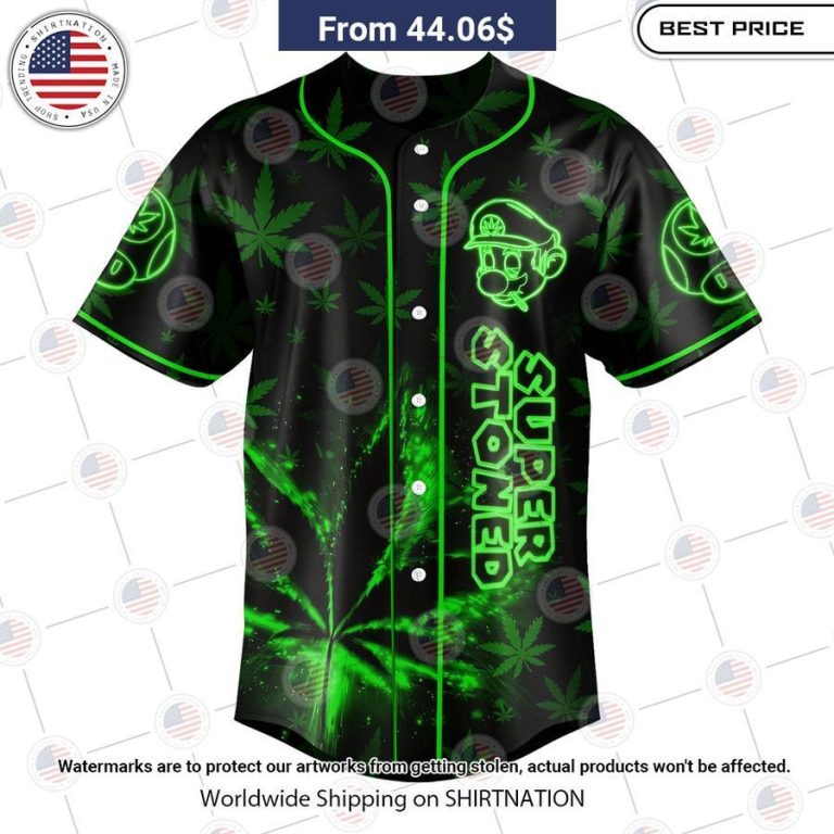 Neon Mario Marijuana Baseball Jersey Cutting dash