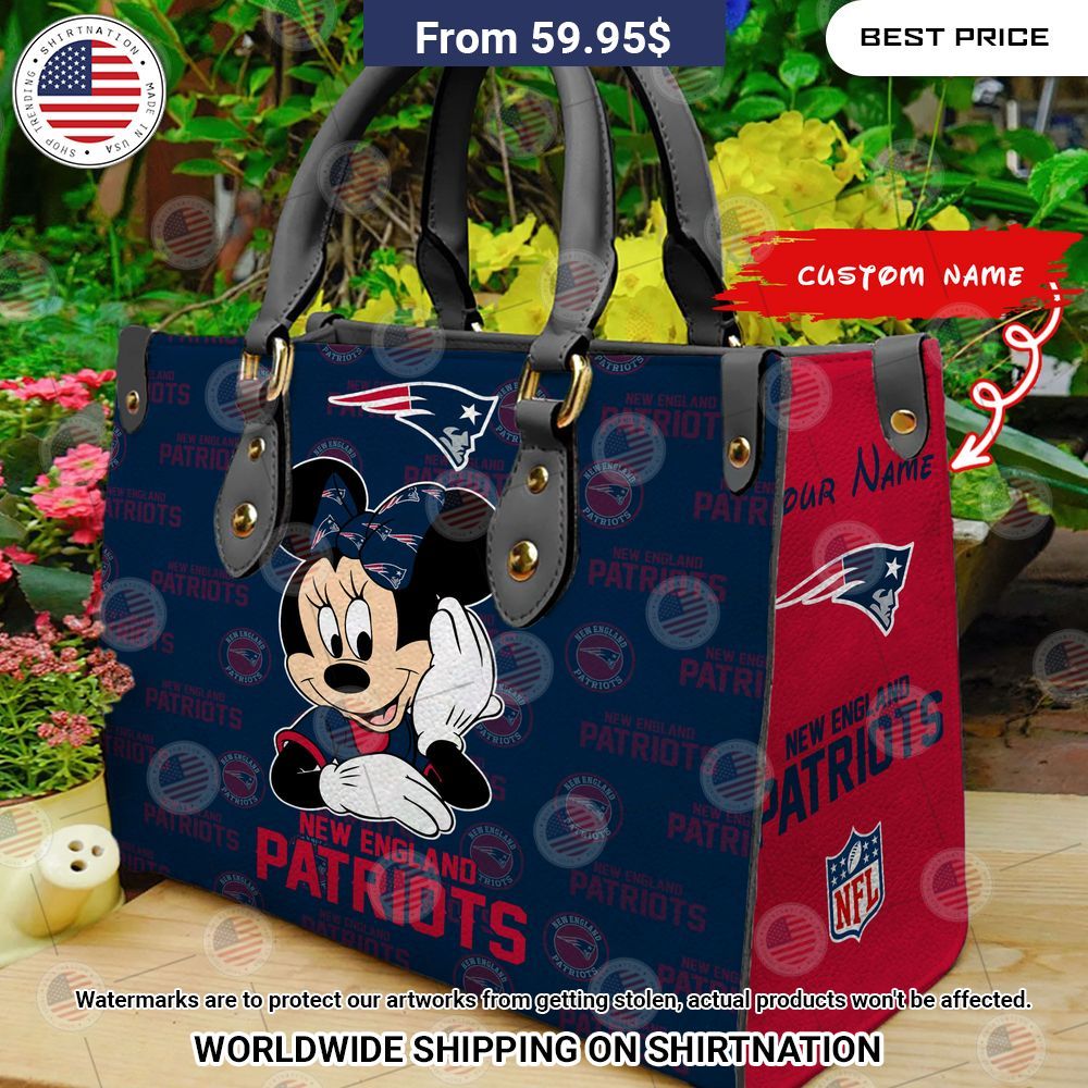 BEST New England Patriots Minnie Mouse Leather Shoulder Handbag