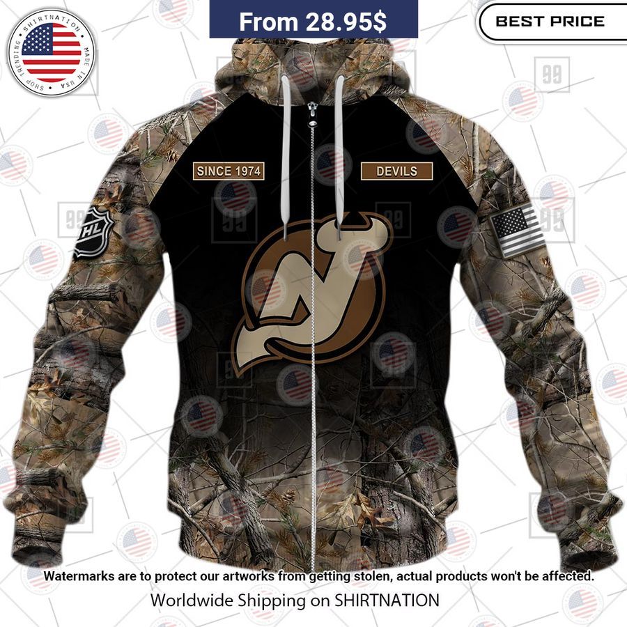 New Jersey Devils Hunting Camo Custom Shirt Rejuvenating picture