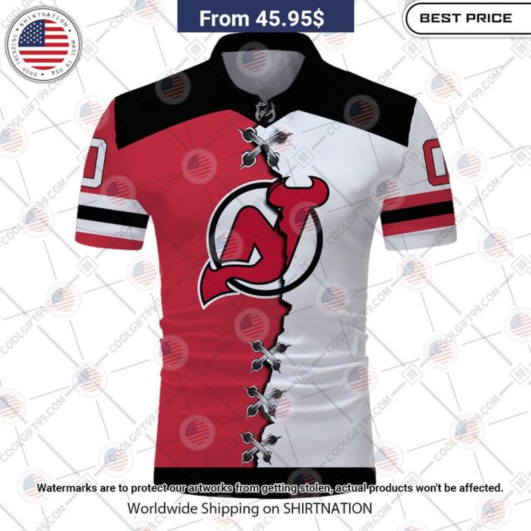 New Jersey Devils Mix Jersey Style Custom Polo Heroine