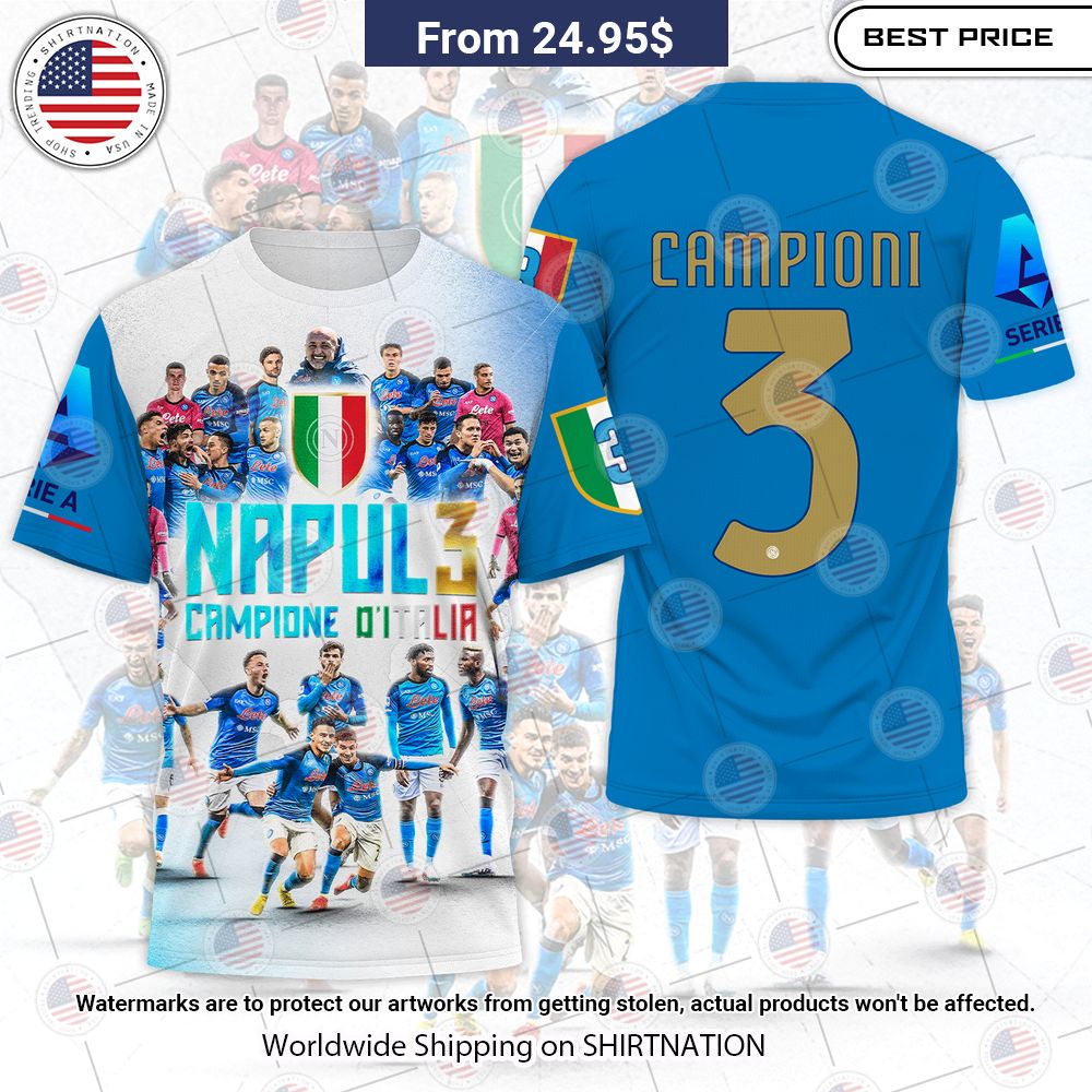 NEW SSC Napoli Campione D'italia 3D Shirt Sizzling