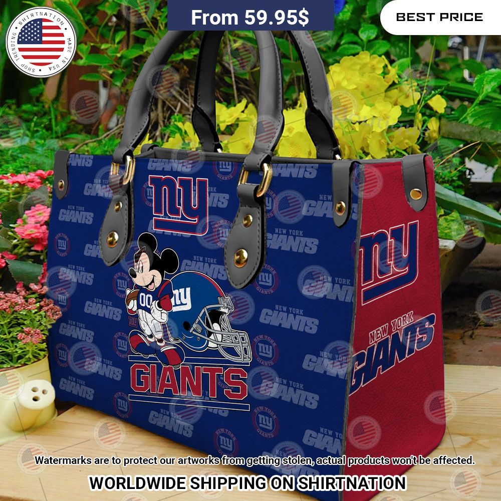 BEST New York Giants Mickey Mouse Leather Shoulder Handbag